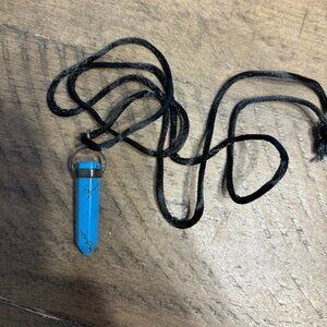 Blue gemstone hexagonal pointed pendant necklace